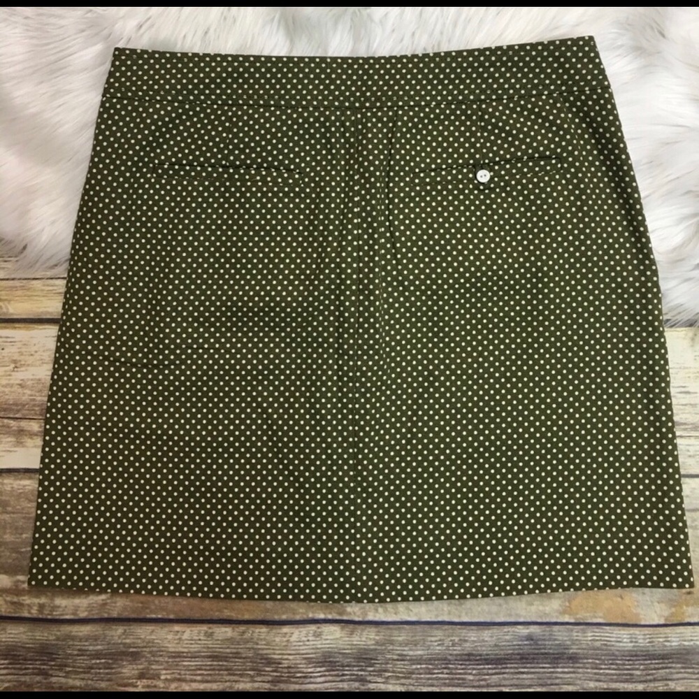 J Crew Skirt Polka Dot Dark Green White 6 Mini - Picture 3 of 8